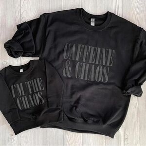 Black Caffeine & Chaos Sweatshirt Set